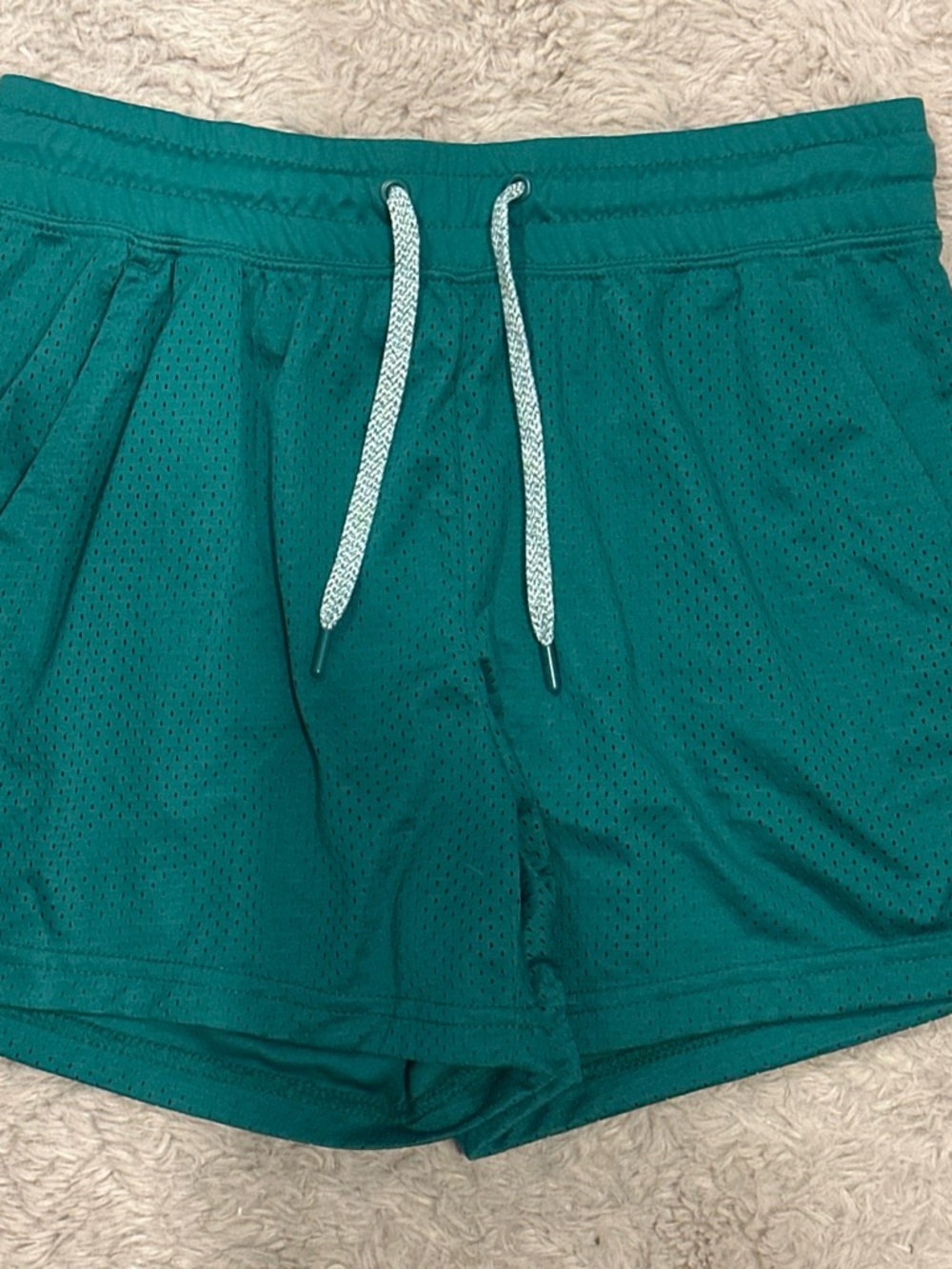 Athletic Works Teal Mesh Women's Athletic Shorts with Drawstring